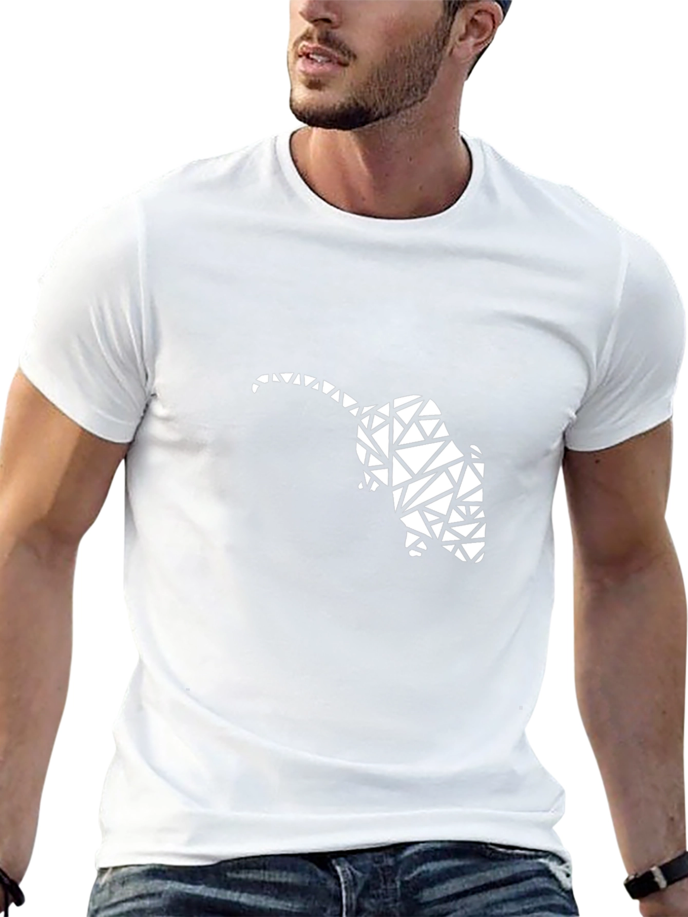 Geometric Rat Graphic Tee - Black