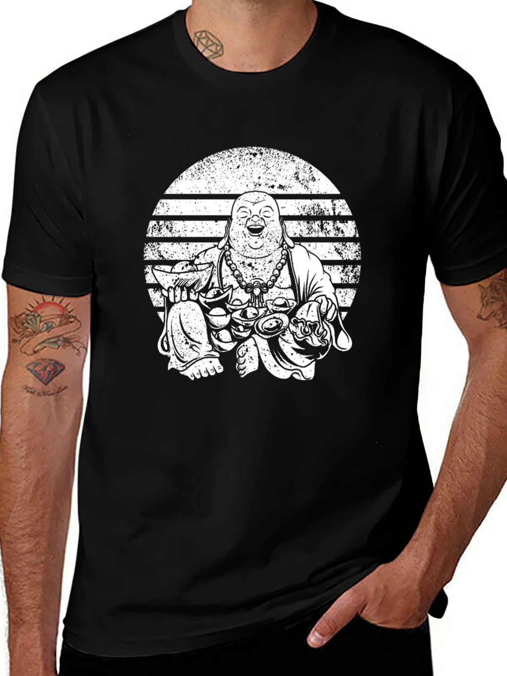 Laughing Buddha Graphic Black T-Shirt