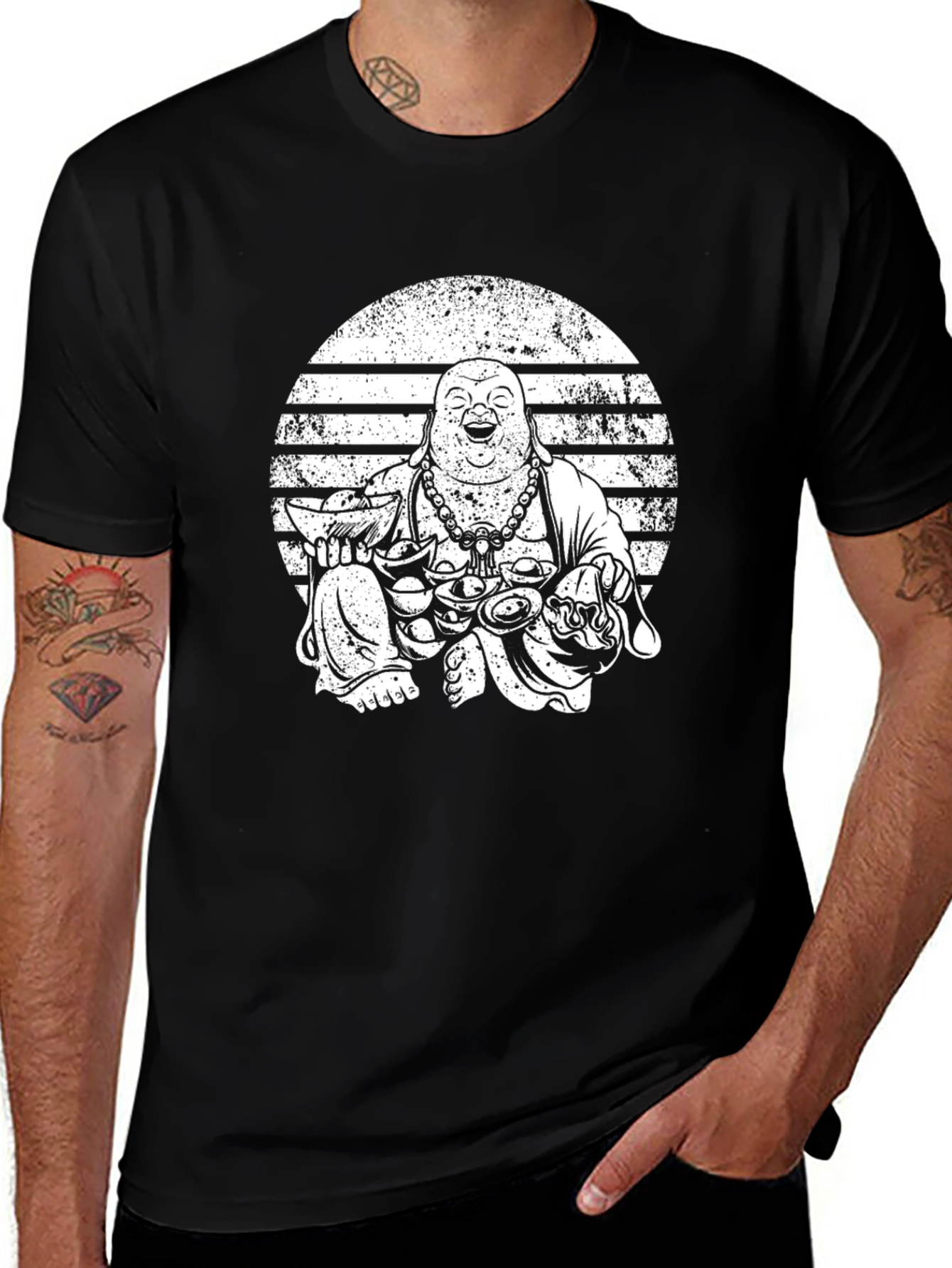 Laughing Buddha Graphic Black T-Shirt