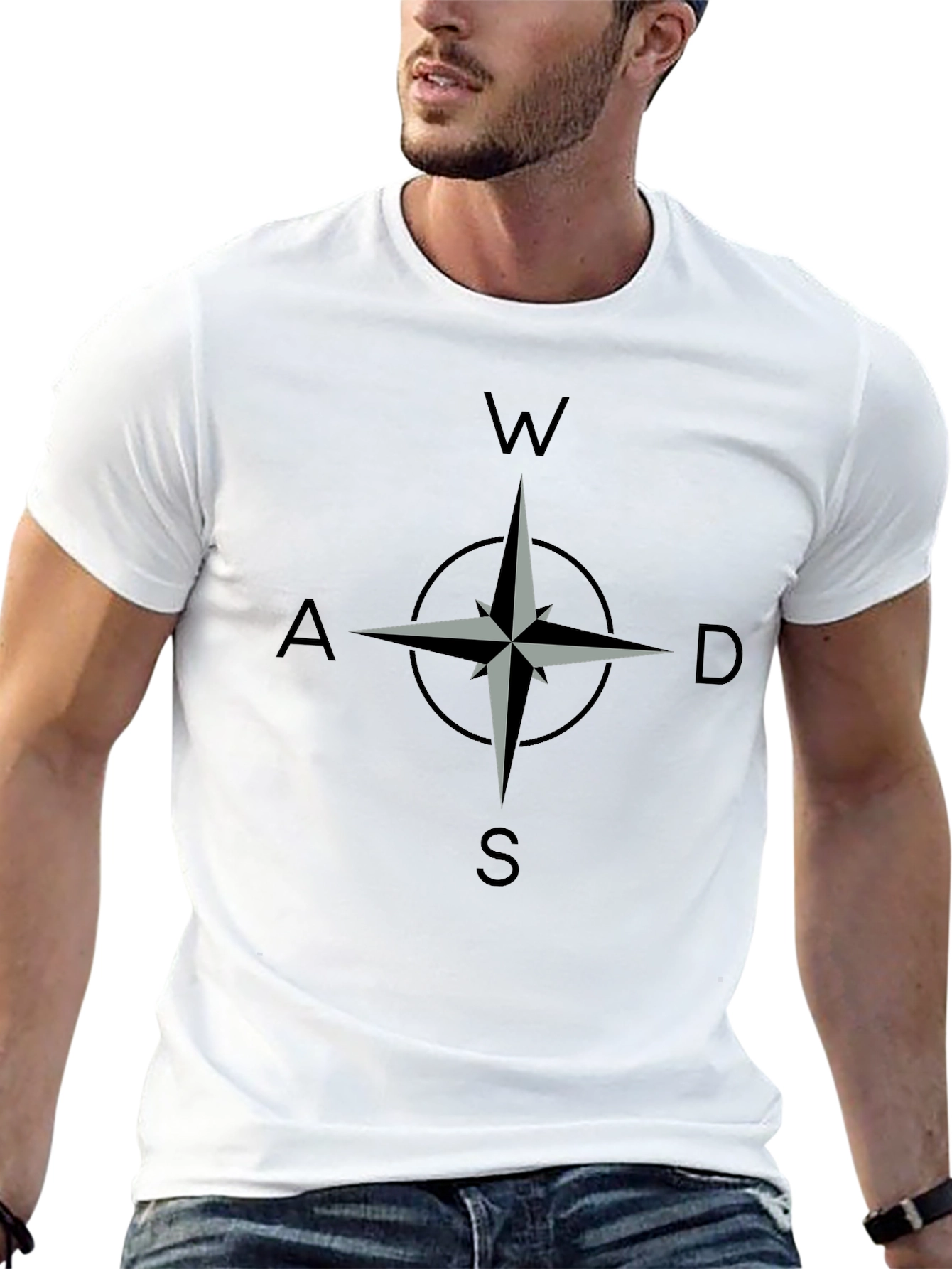 Compass Rose Graphic T-Shirt - Black Casual Style