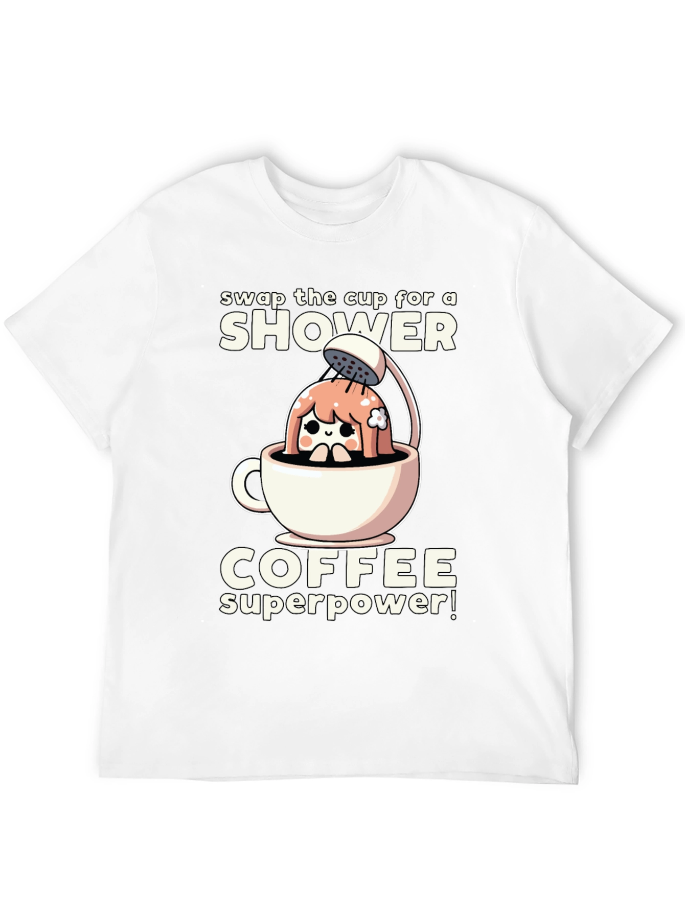 Shower Coffee Superpower T-Shirt - Black Graphic Tee