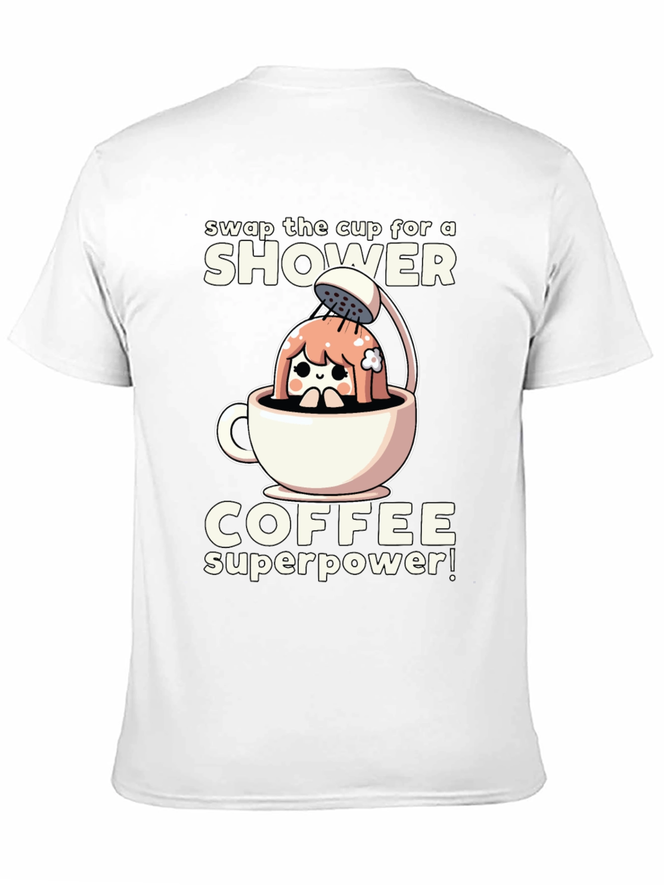 Shower Coffee Superpower T-Shirt - Black Graphic Tee