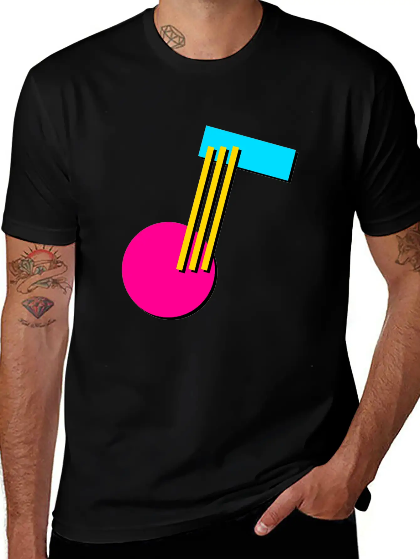 90s Geometry 9 Musical Note Breathable Soft Cotton T-Shirt – Timeless Casual Look