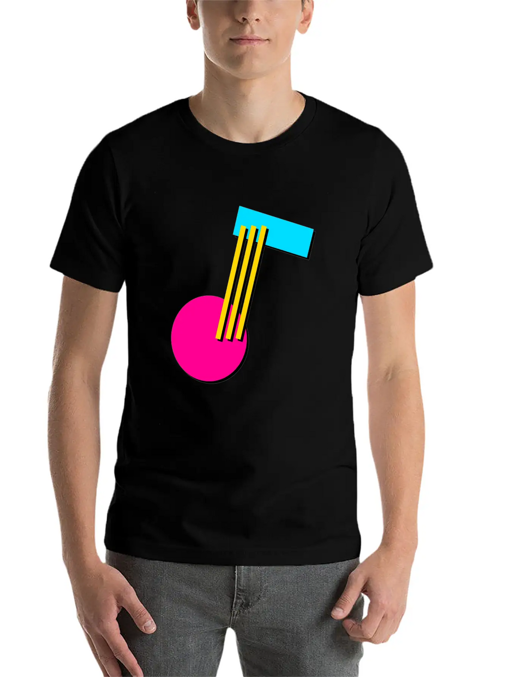90s Geometry 9 Musical Note Breathable Soft Cotton T-Shirt – Timeless Casual Look
