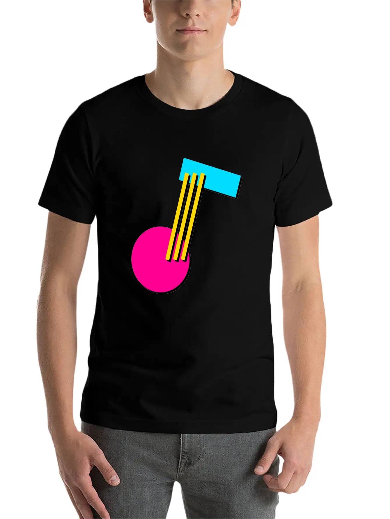 90s Geometry 9 Musical Note Breathable Soft Cotton T-Shirt – Timeless Casual Look