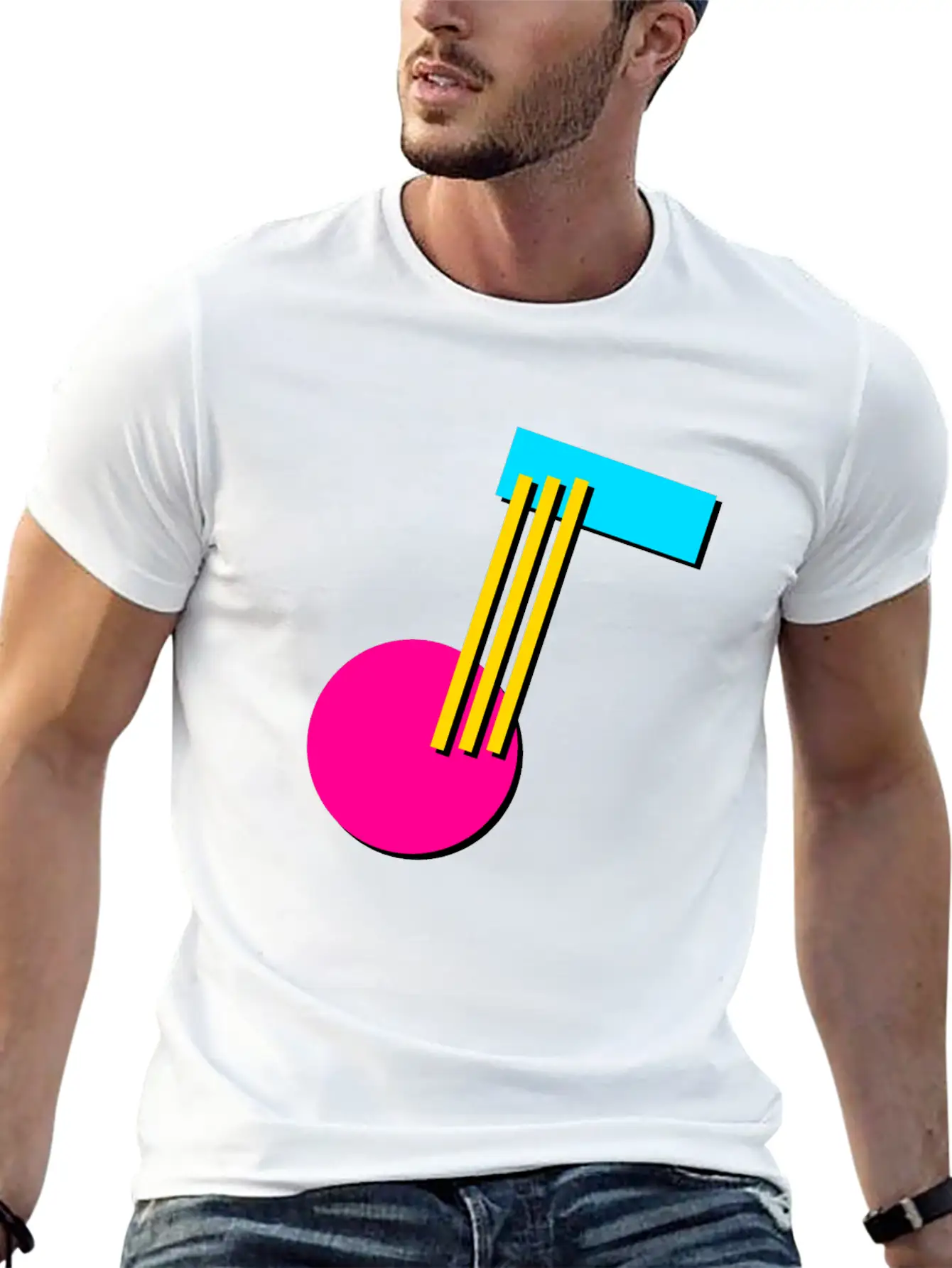 90s Geometry 9 Musical Note Breathable Soft Cotton T-Shirt – Timeless Casual Look