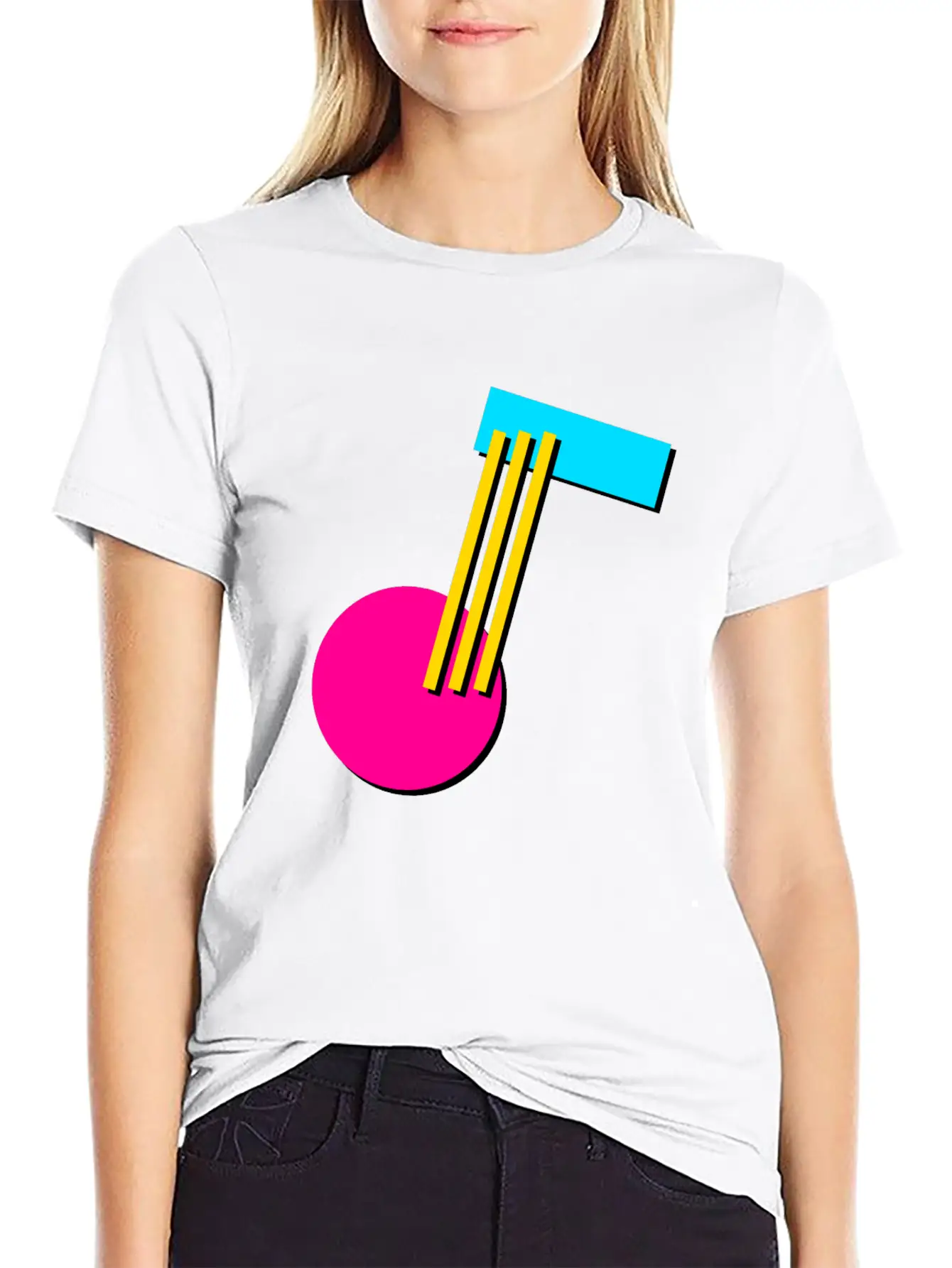 90s Geometry 9 Musical Note Breathable Soft Cotton T-Shirt – Timeless Casual Look
