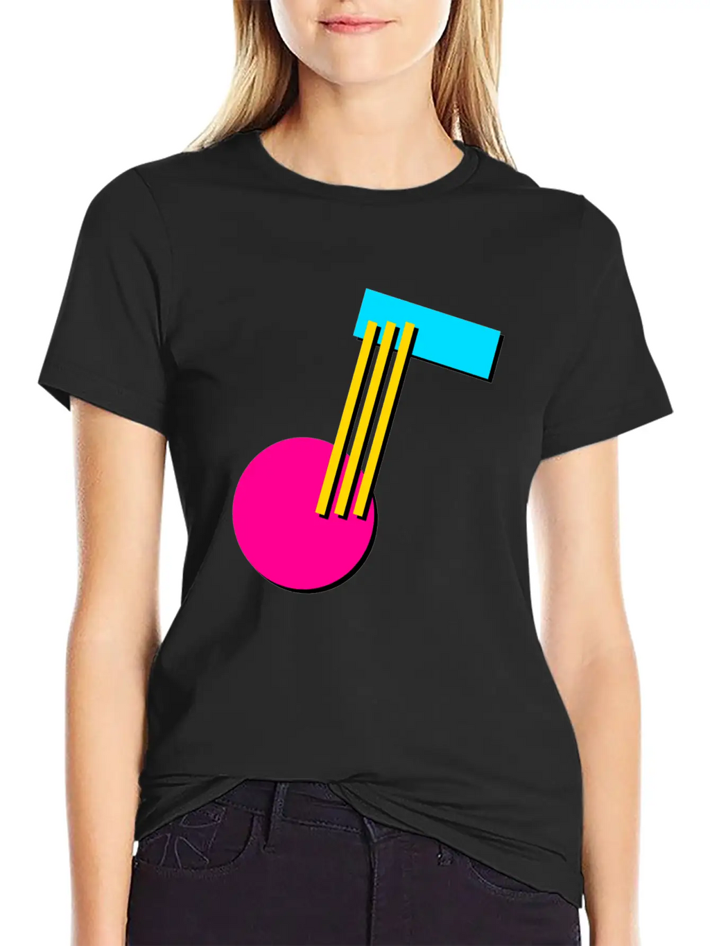 90s Geometry 9 Musical Note Breathable Soft Cotton T-Shirt – Timeless Casual Look