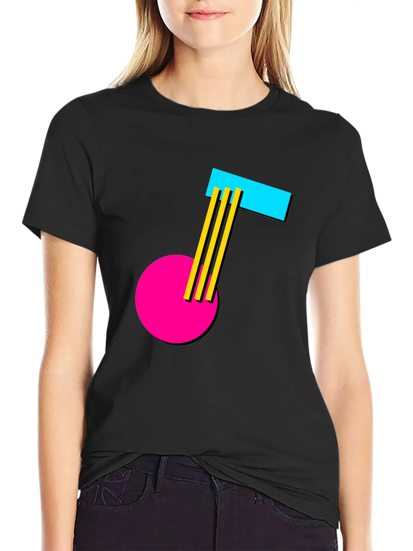 90s Geometry 9 Musical Note Breathable Soft Cotton T-Shirt – Timeless Casual Look