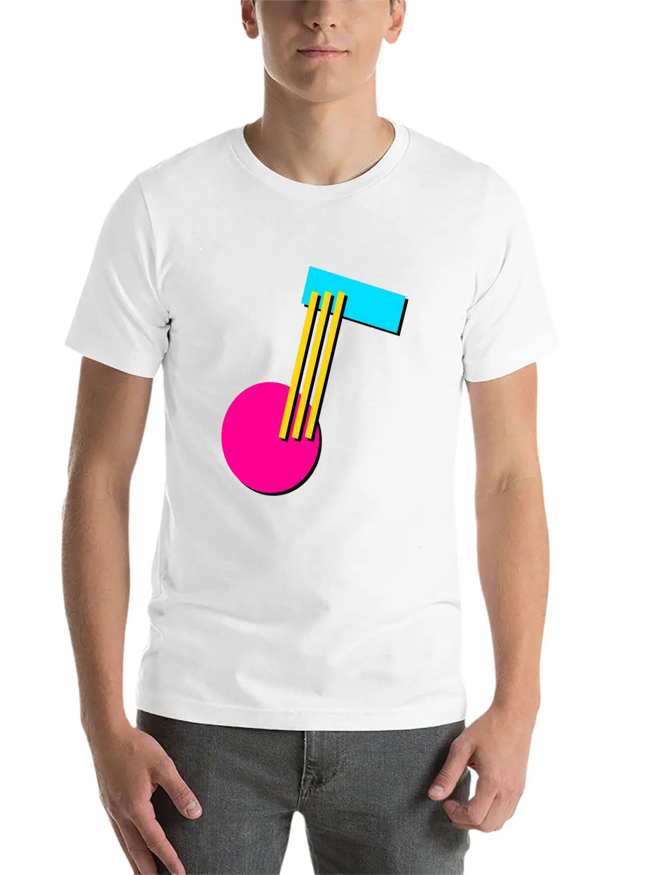 90s Geometry 9 Musical Note Breathable Soft Cotton T-Shirt – Timeless Casual Look