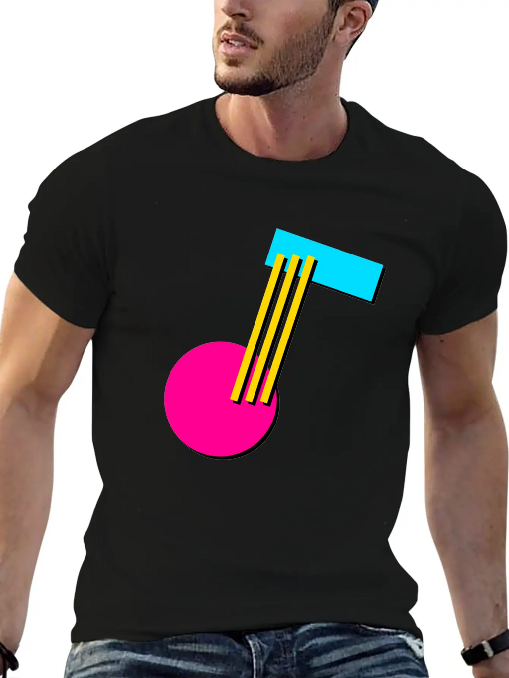 90s Geometry 9 Musical Note Breathable Soft Cotton T-Shirt – Timeless Casual Look