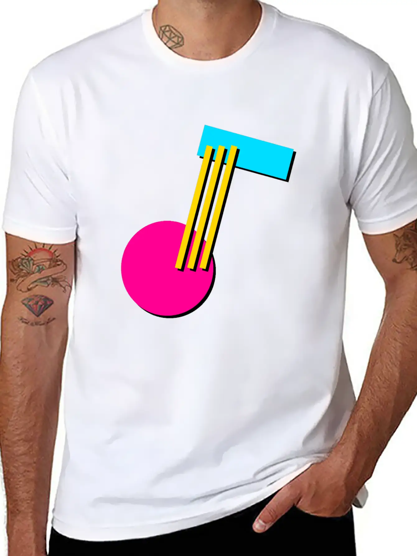 90s Geometry 9 Musical Note Breathable Soft Cotton T-Shirt – Timeless Casual Look
