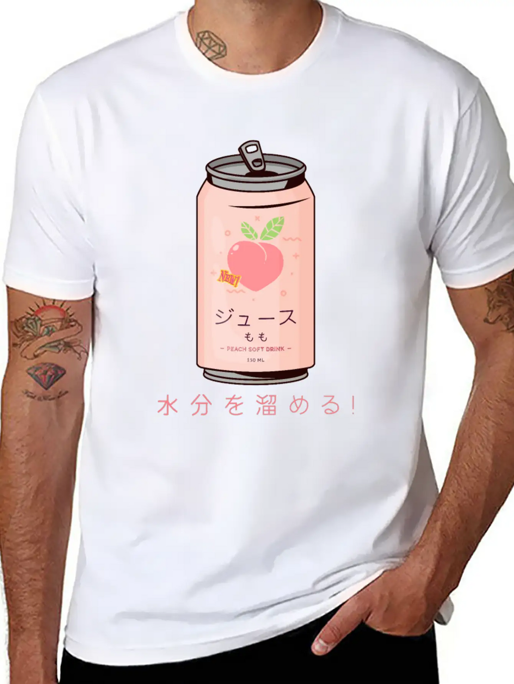 90s Japanese Aesthetic Peach Juice Can Aesthetic Relaxed Everyday Tee – Lightweight And Durable Cotton