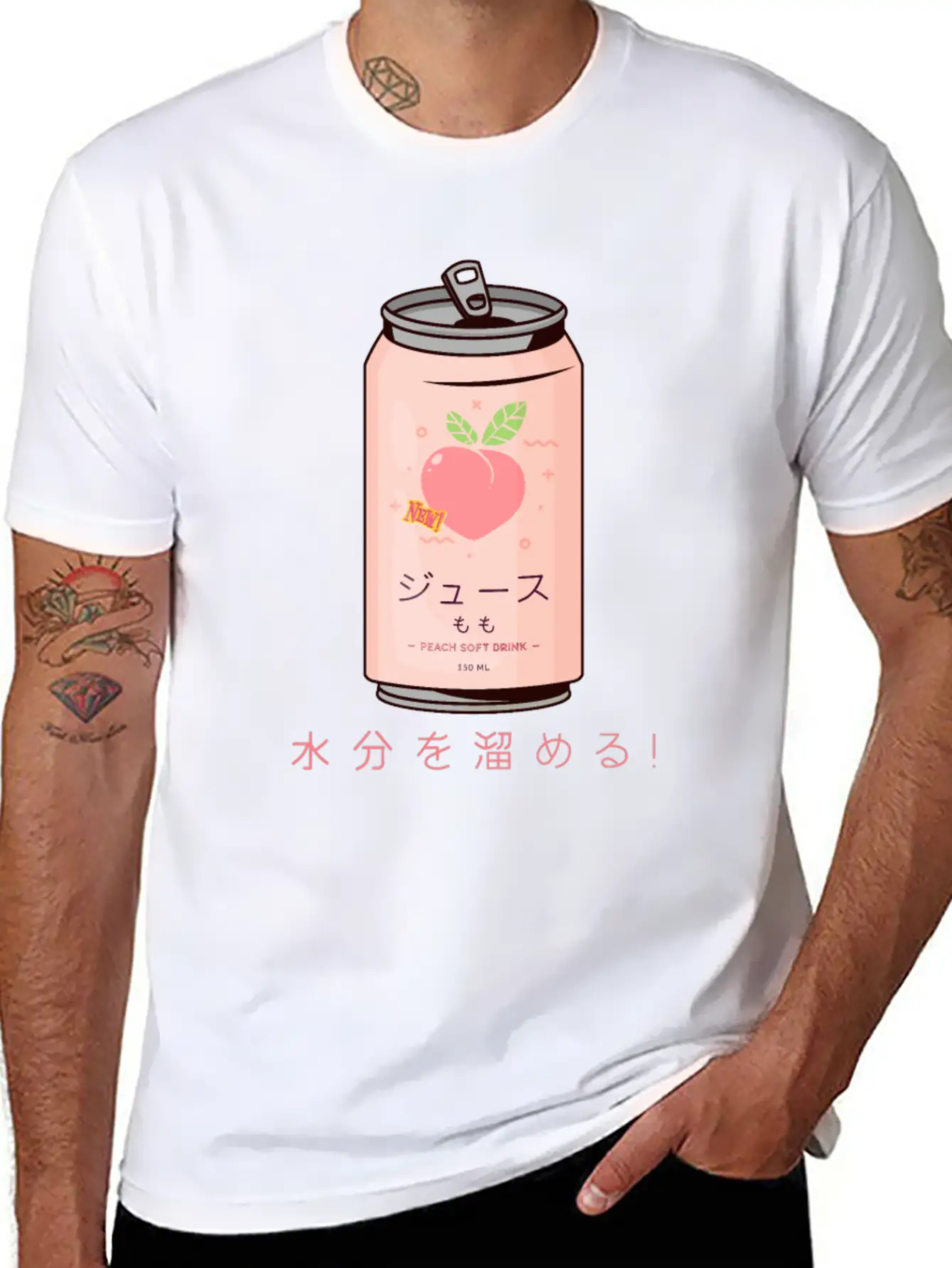 90s Japanese Aesthetic Peach Juice Can Aesthetic Relaxed Everyday Tee – Lightweight And Durable Cotton