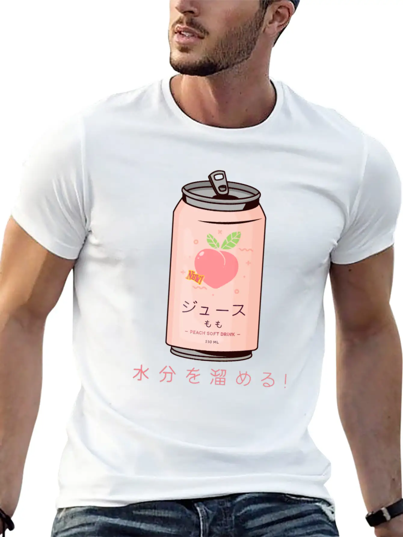 90s Japanese Aesthetic Peach Juice Can Aesthetic Relaxed Everyday Tee – Lightweight And Durable Cotton