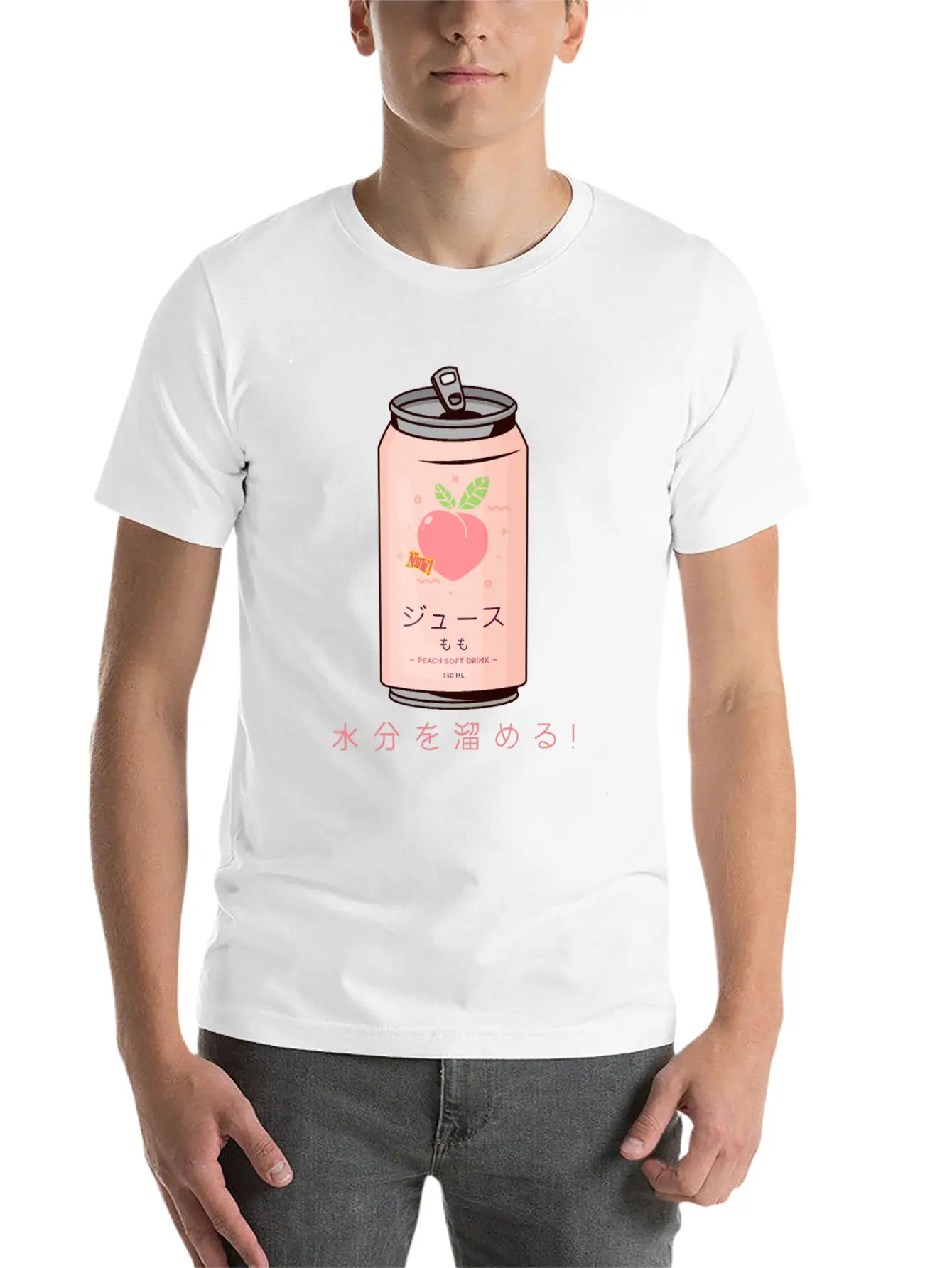 90s Japanese Aesthetic Peach Juice Can Aesthetic Relaxed Everyday Tee – Lightweight And Durable Cotton