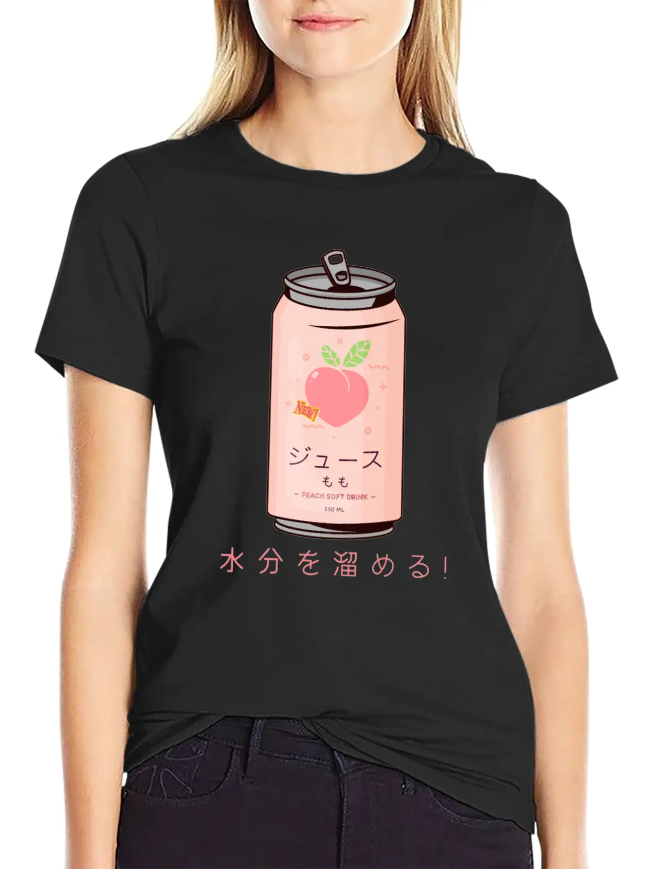 90s Japanese Aesthetic Peach Juice Can Aesthetic Relaxed Everyday Tee – Lightweight And Durable Cotton