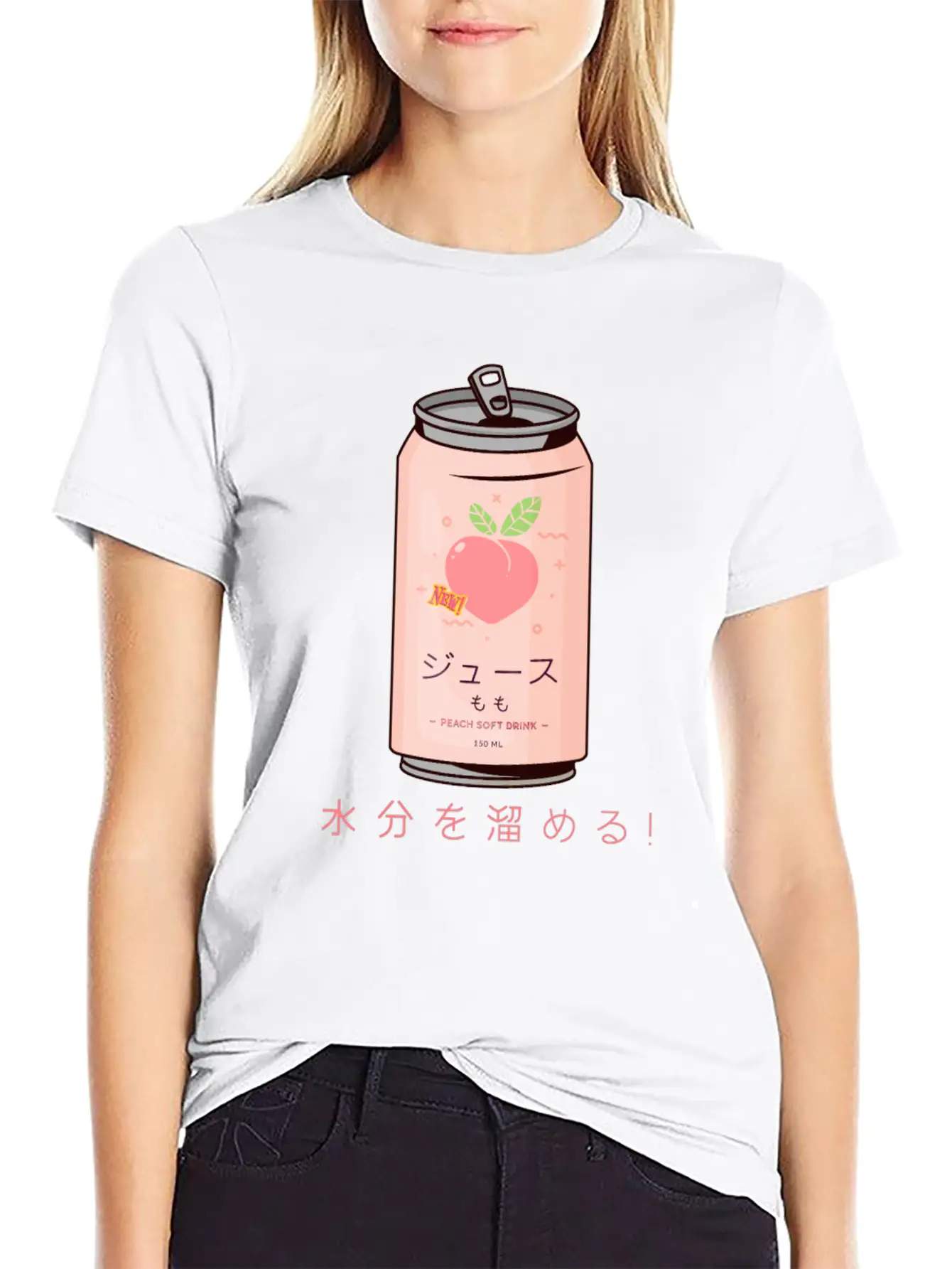 90s Japanese Aesthetic Peach Juice Can Aesthetic Relaxed Everyday Tee – Lightweight And Durable Cotton