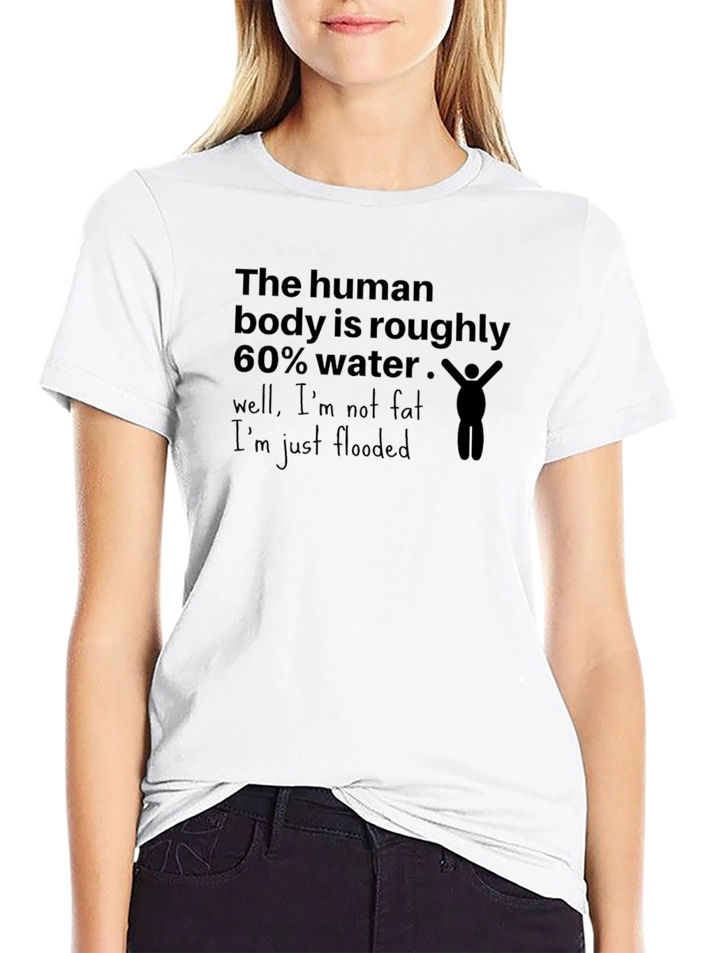 Humorous Flooded Graphic Tee - Black