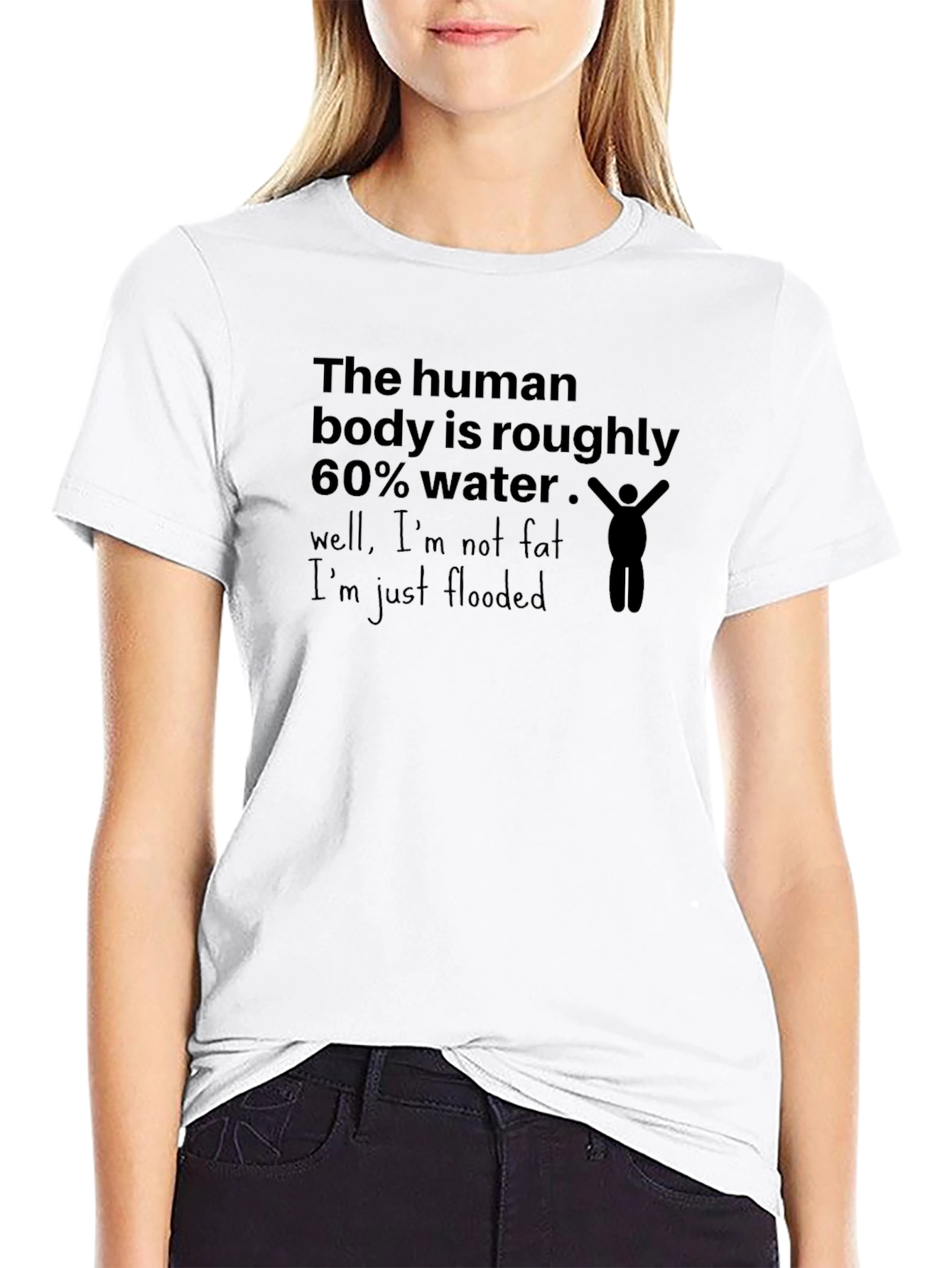 Humorous Flooded Graphic Tee - Black