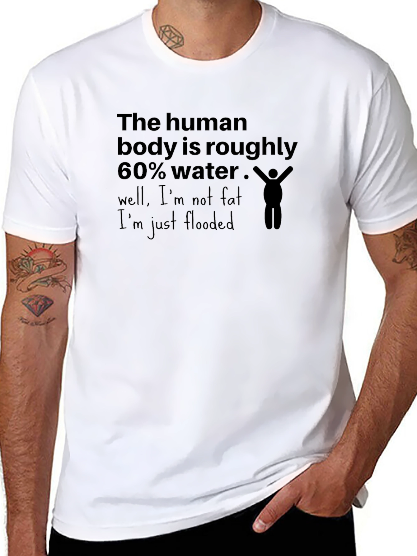 Humorous Flooded Graphic Tee - Black