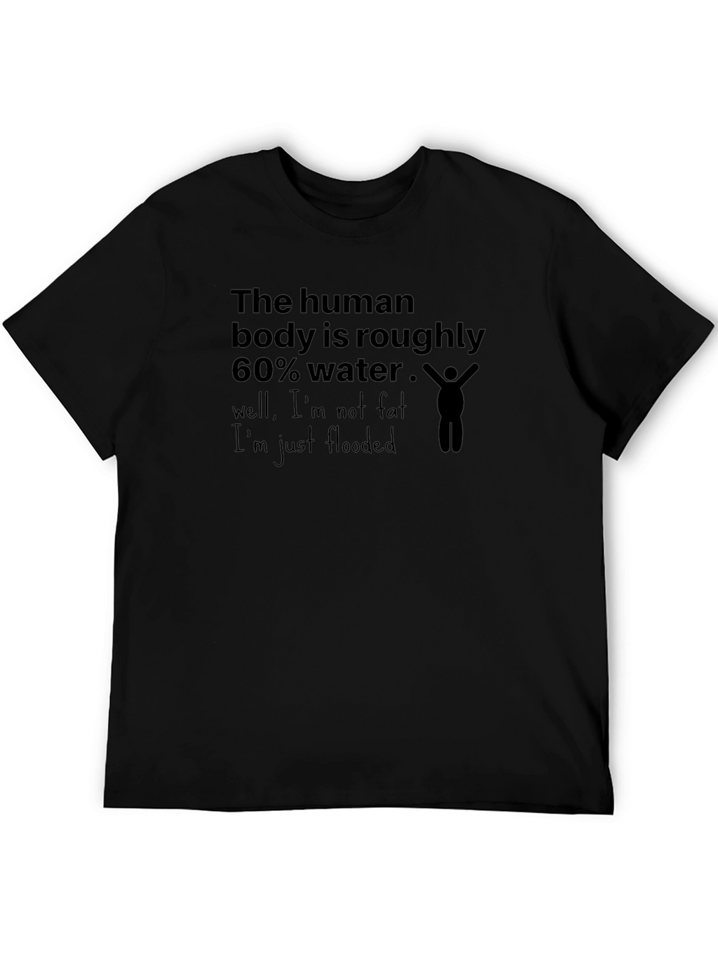 Humorous Flooded Graphic Tee - Black