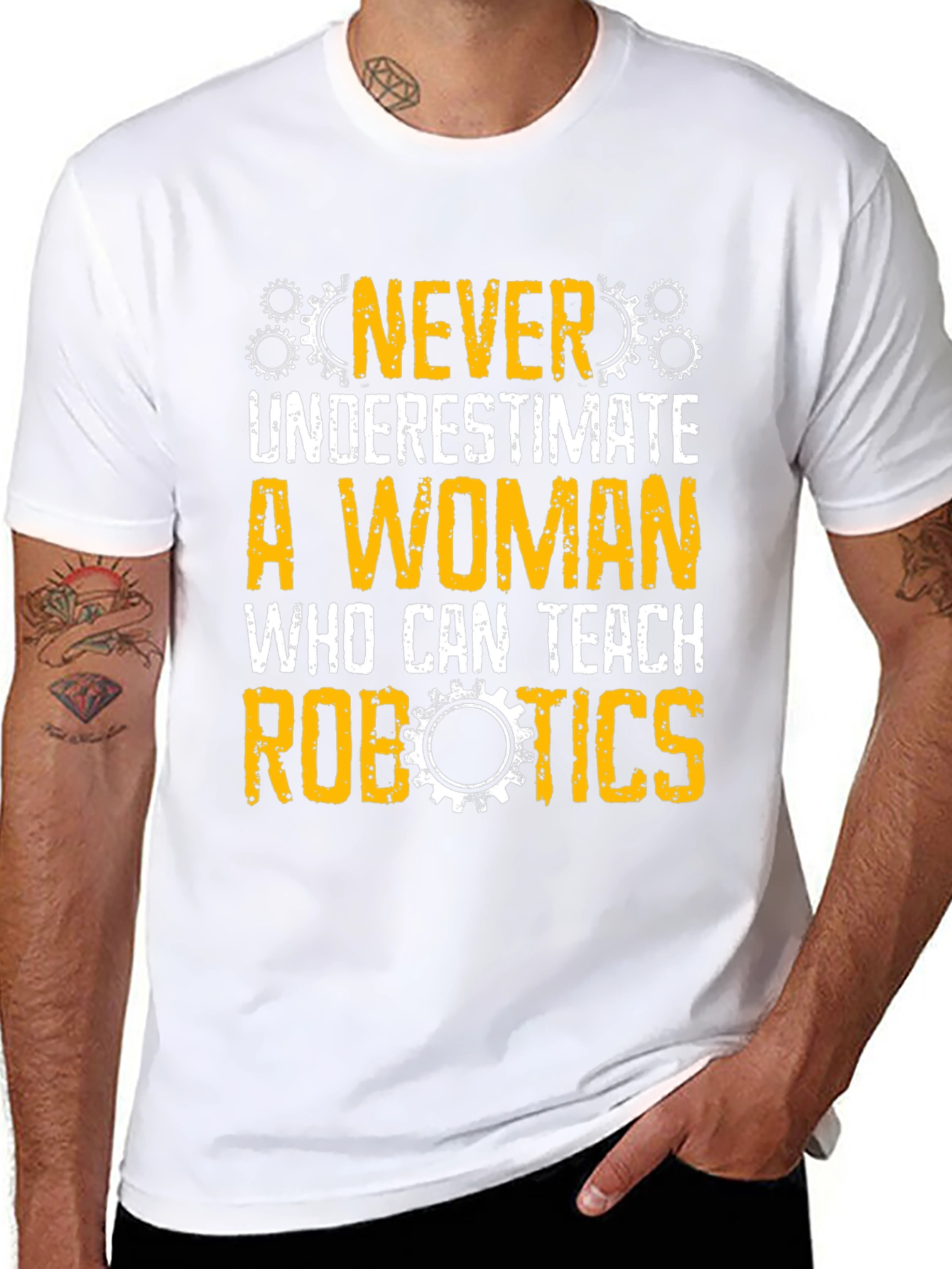 Never Underestimate Woman Robotics Teacher T-Shirt