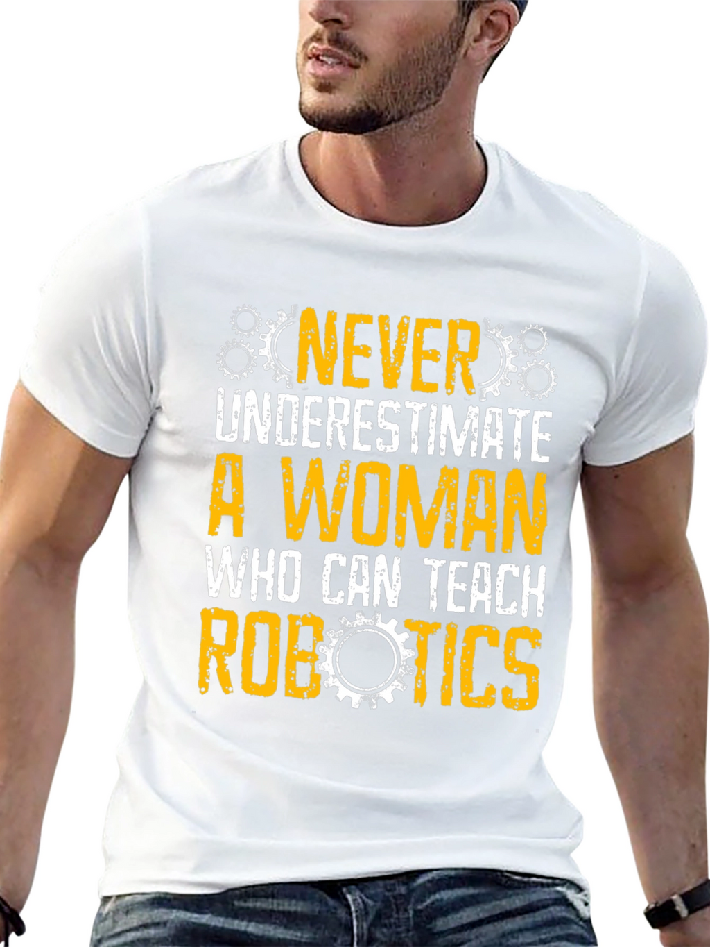 Never Underestimate Woman Robotics Teacher T-Shirt