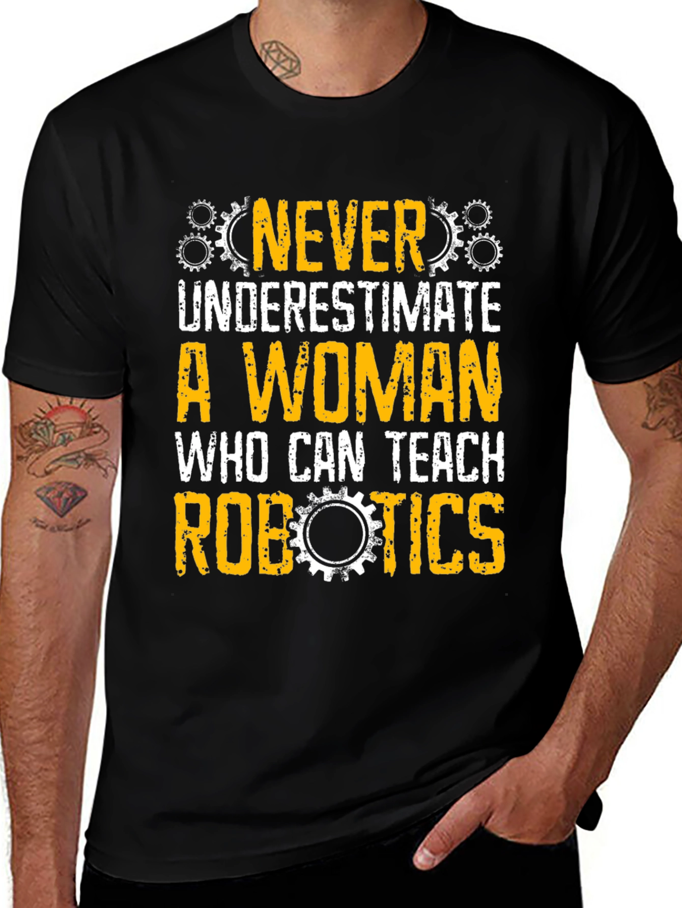 Never Underestimate Woman Robotics Teacher T-Shirt