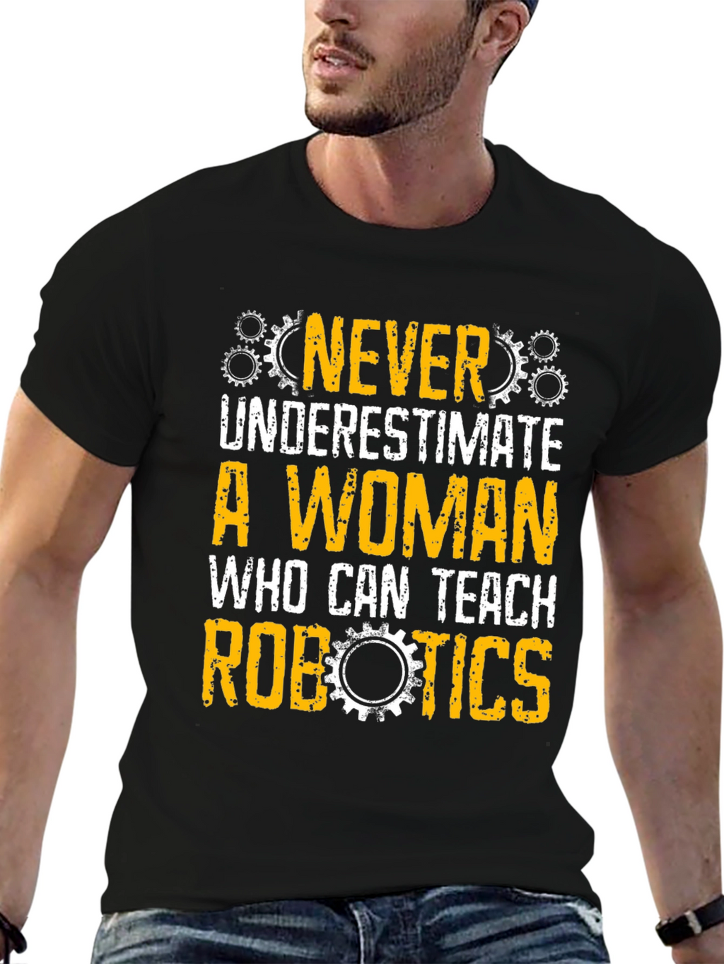 Never Underestimate Woman Robotics Teacher T-Shirt