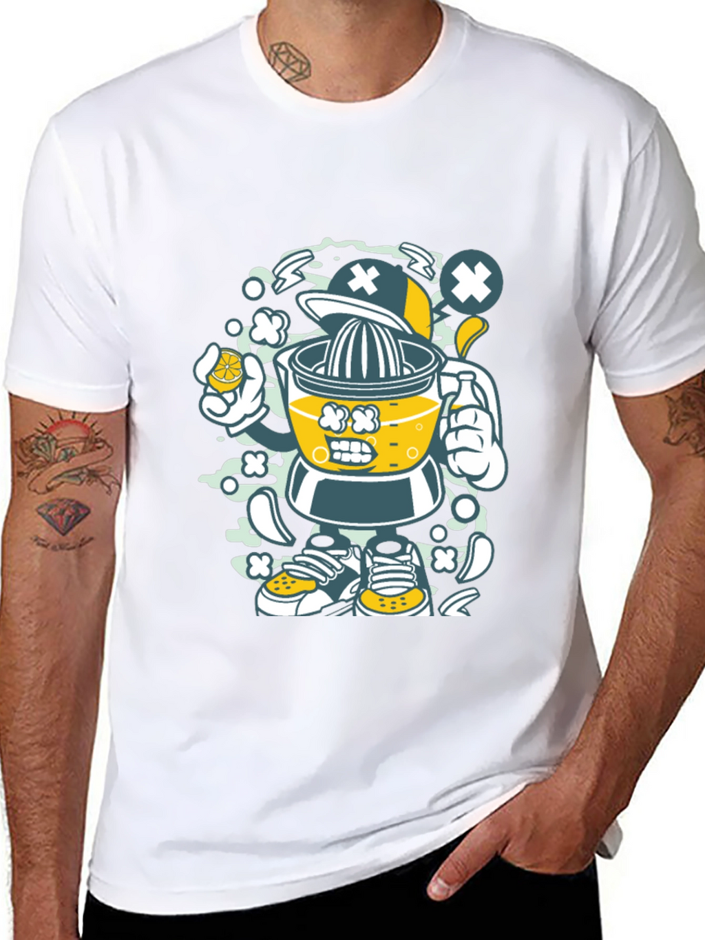 Juicer Cartoon Character Black T-Shirt
