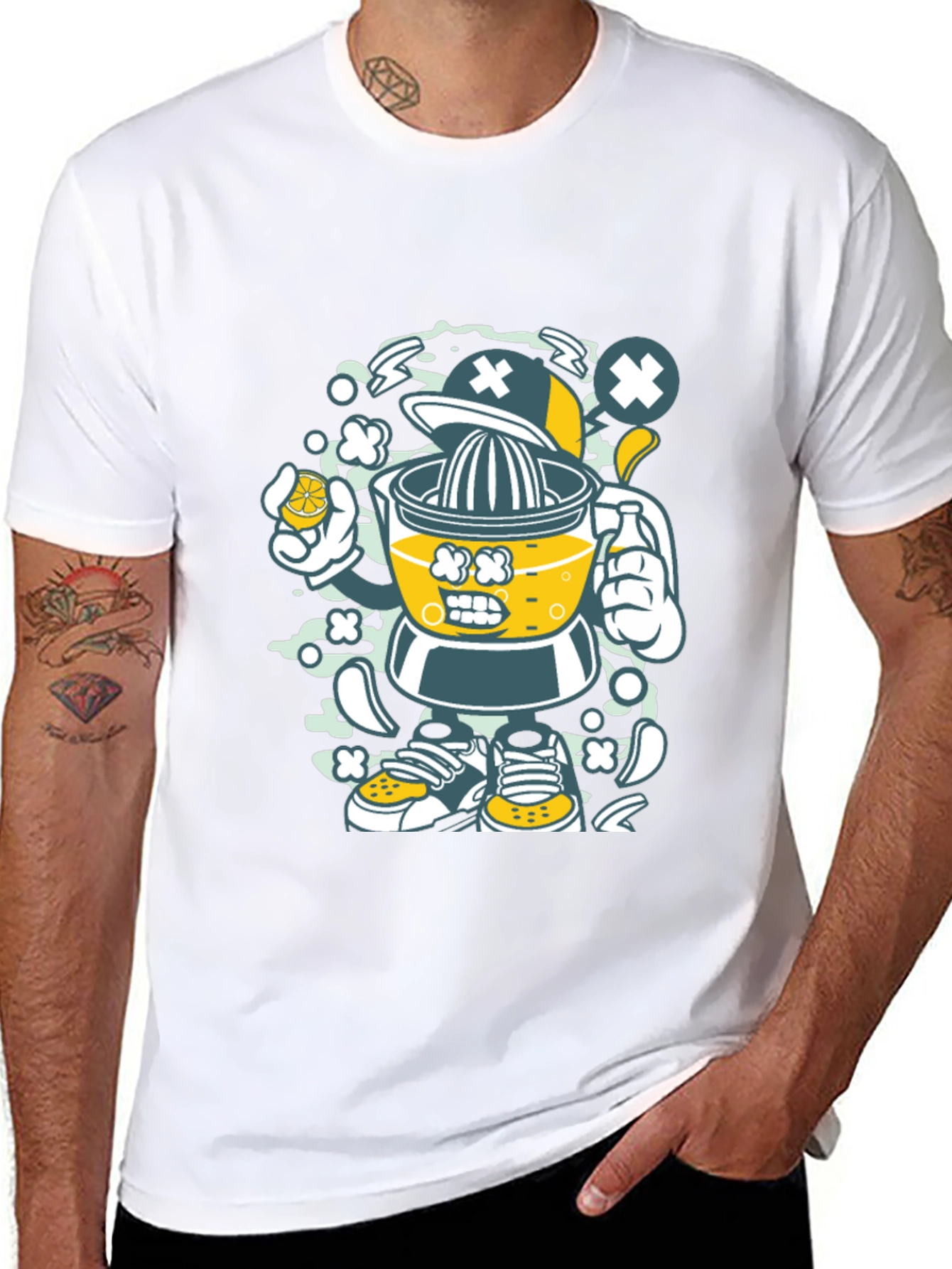 Juicer Cartoon Character Black T-Shirt