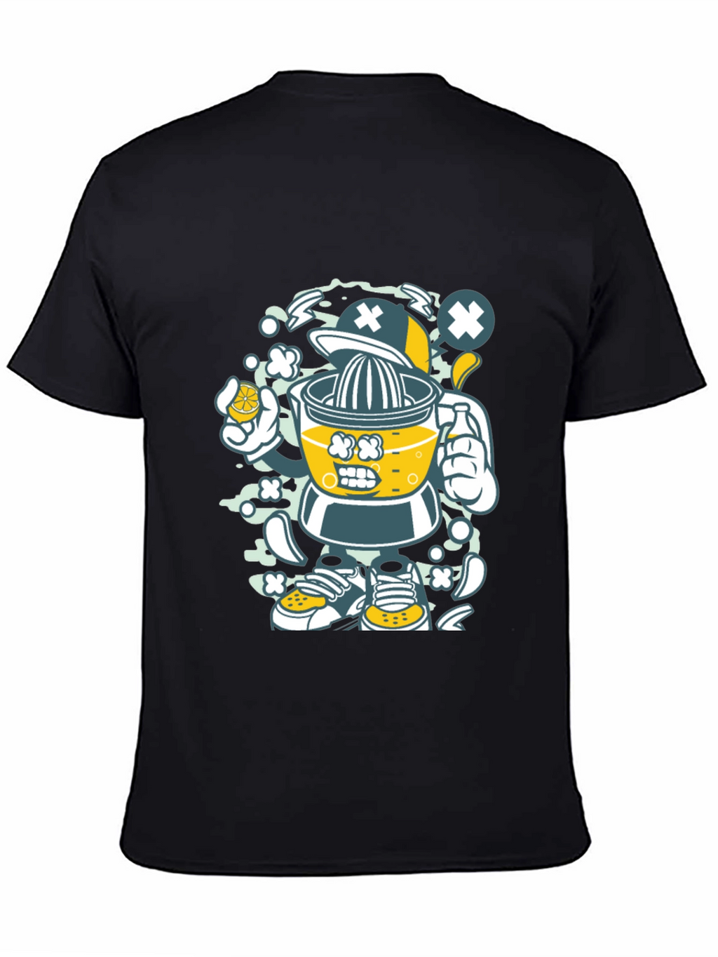 Juicer Cartoon Character Black T-Shirt