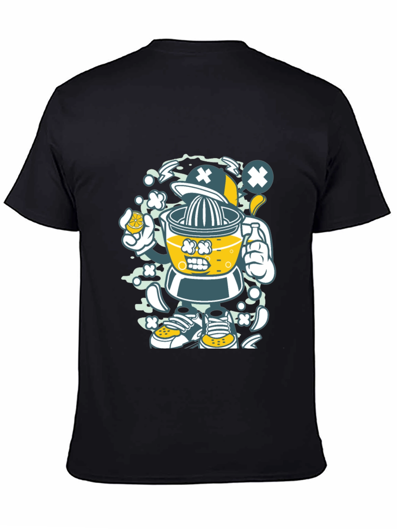 Juicer Cartoon Character Black T-Shirt