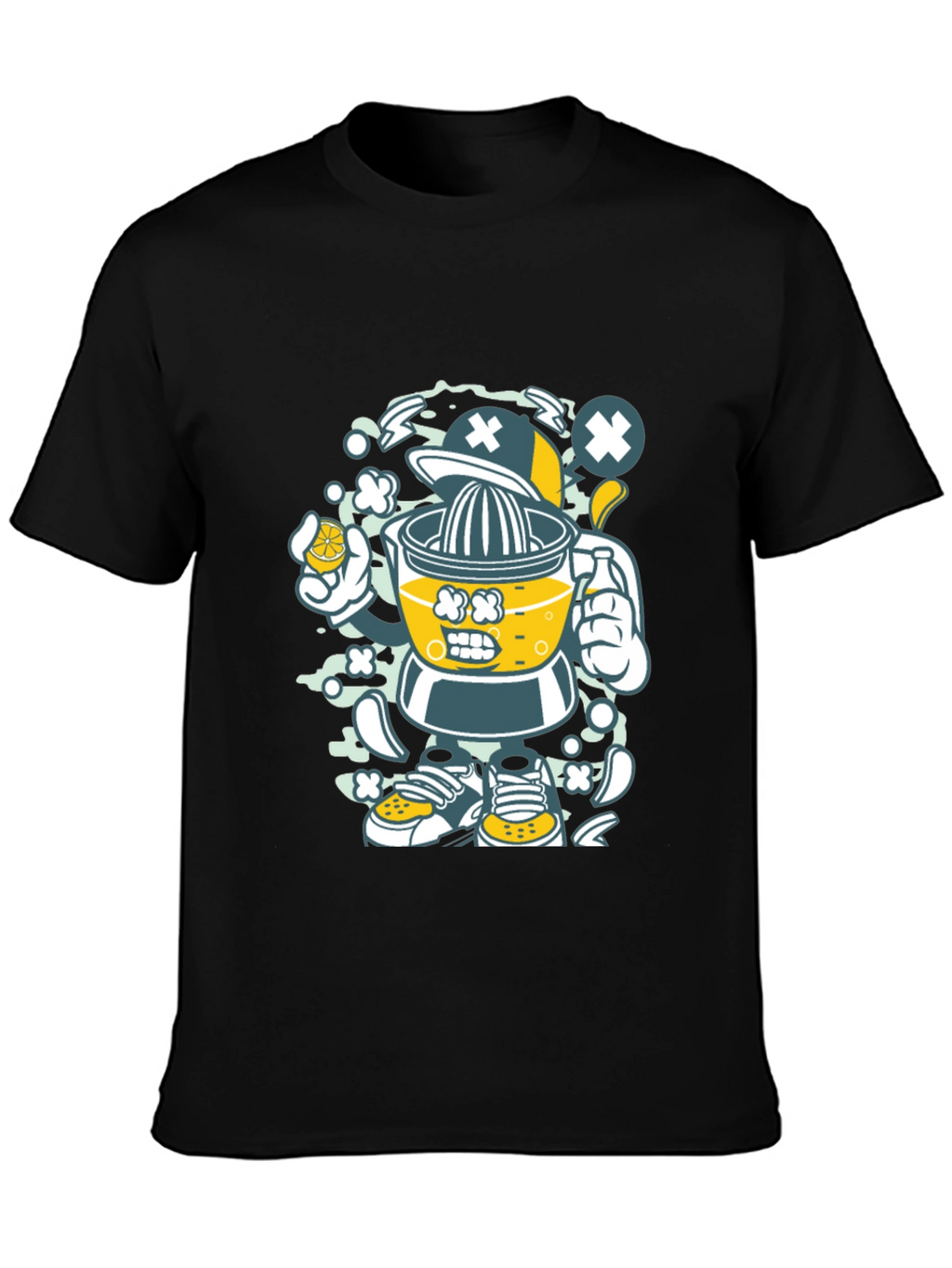 Juicer Cartoon Character Black T-Shirt