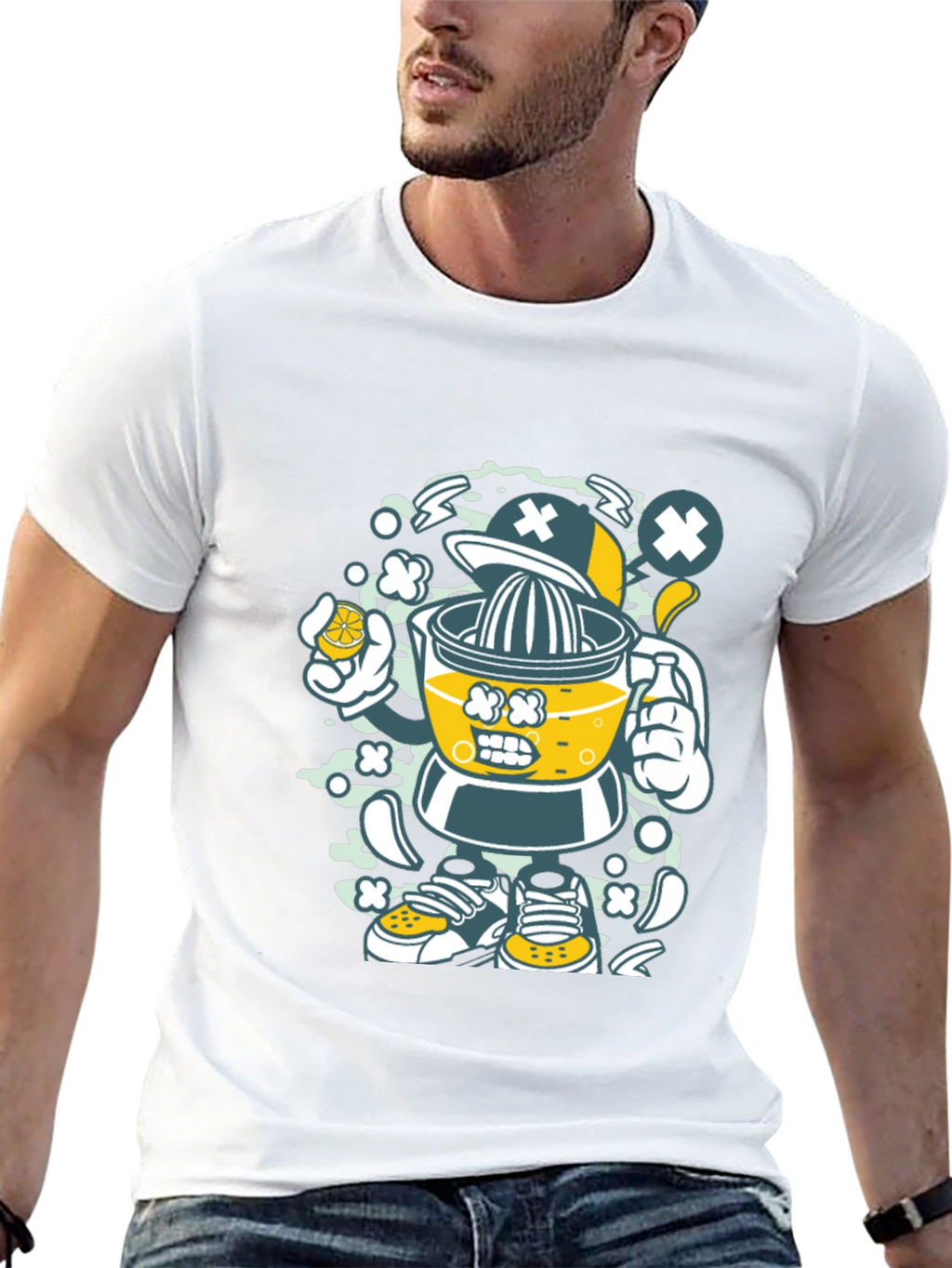 Juicer Cartoon Character Black T-Shirt