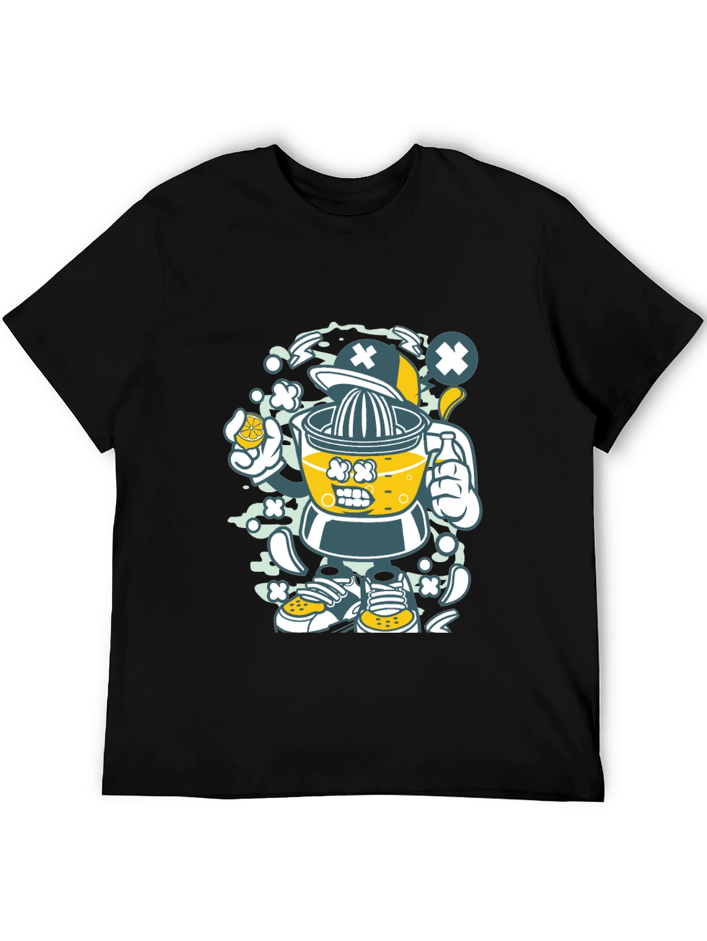 Juicer Cartoon Character Black T-Shirt