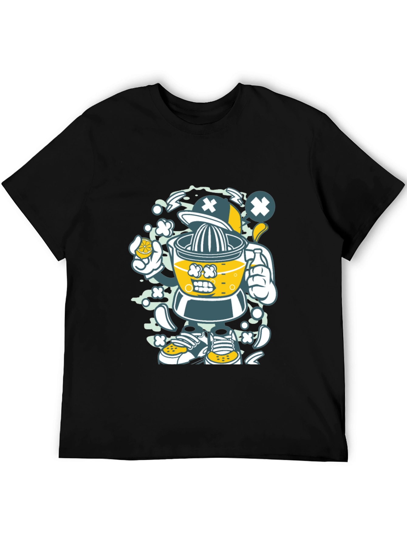 Juicer Cartoon Character Black T-Shirt