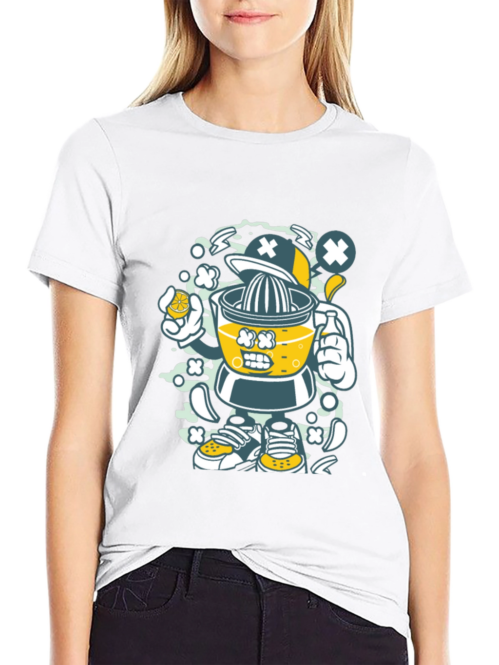 Juicer Cartoon Character Black T-Shirt