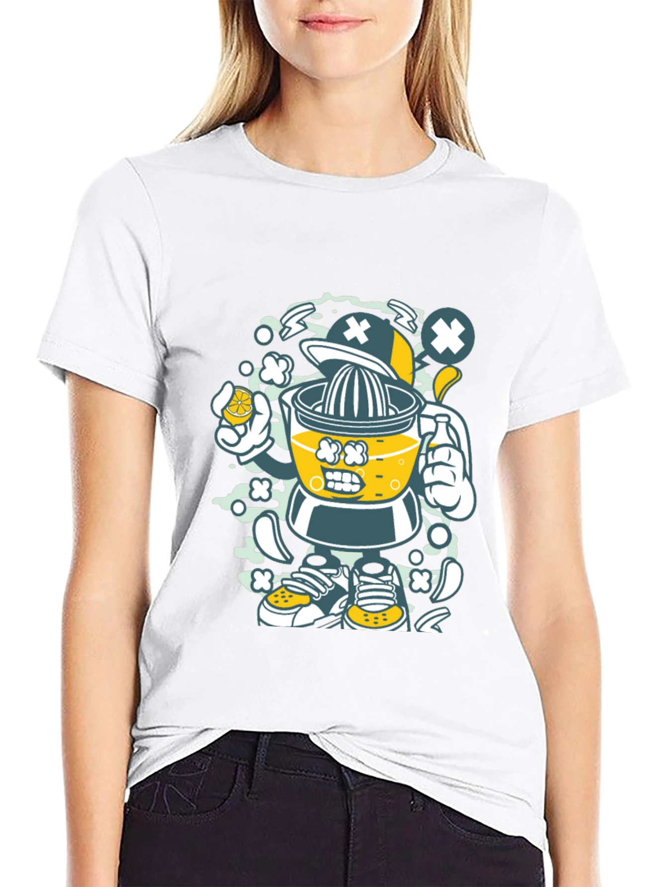 Juicer Cartoon Character Black T-Shirt