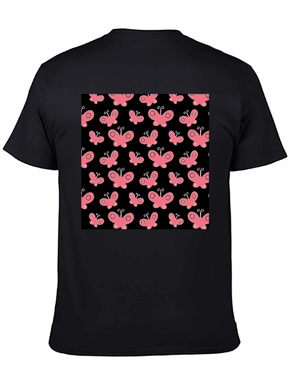 Butterfly Pattern Black T-Shirt
