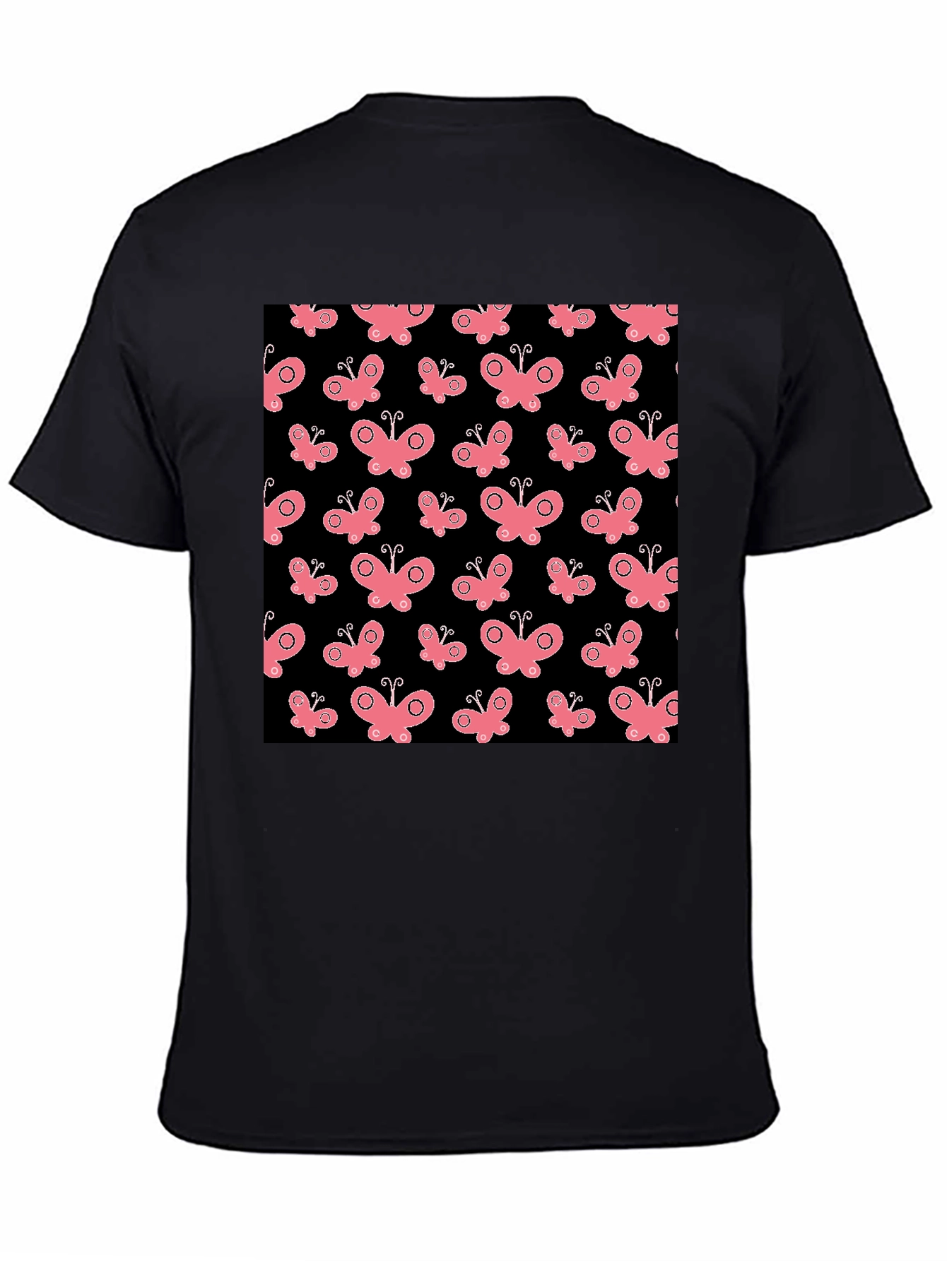 Butterfly Pattern Black T-Shirt