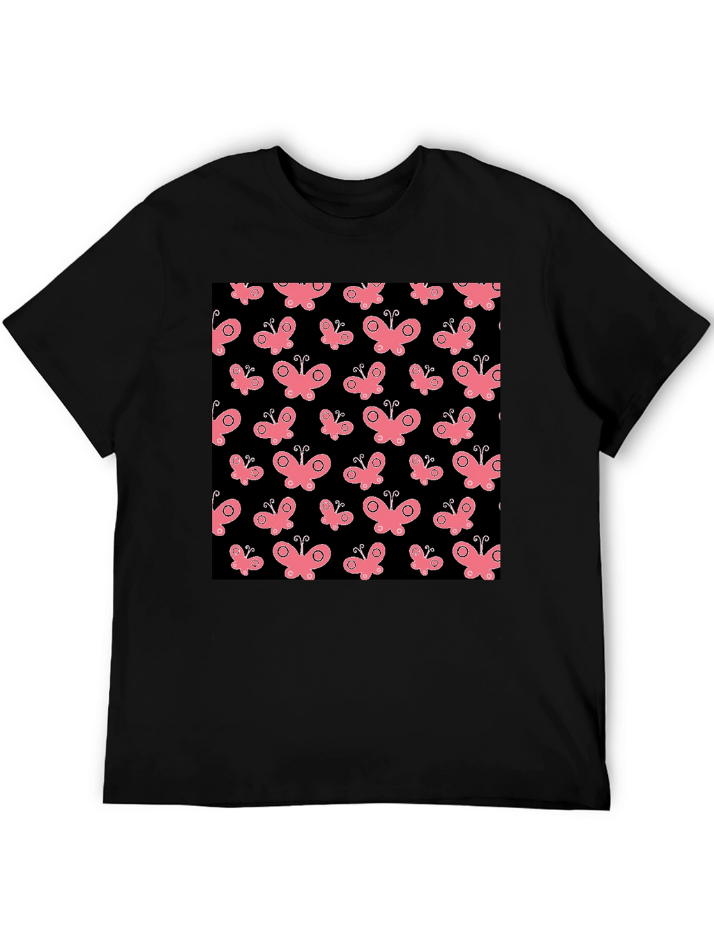 Butterfly Pattern Black T-Shirt