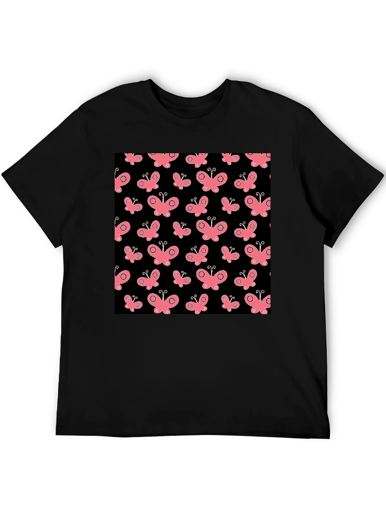 Butterfly Pattern Black T-Shirt