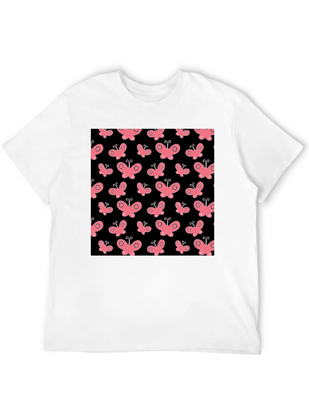 Butterfly Pattern Black T-Shirt