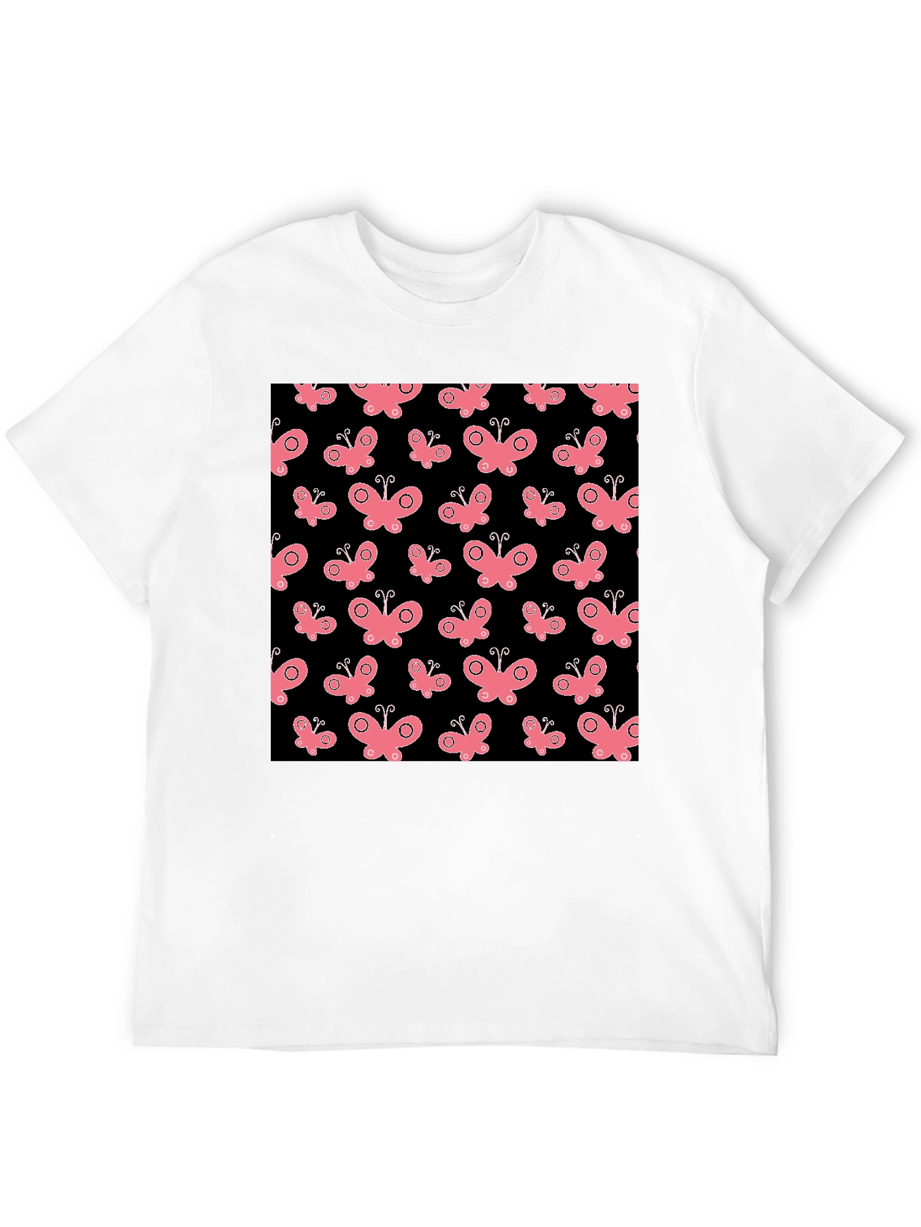 Butterfly Pattern Black T-Shirt