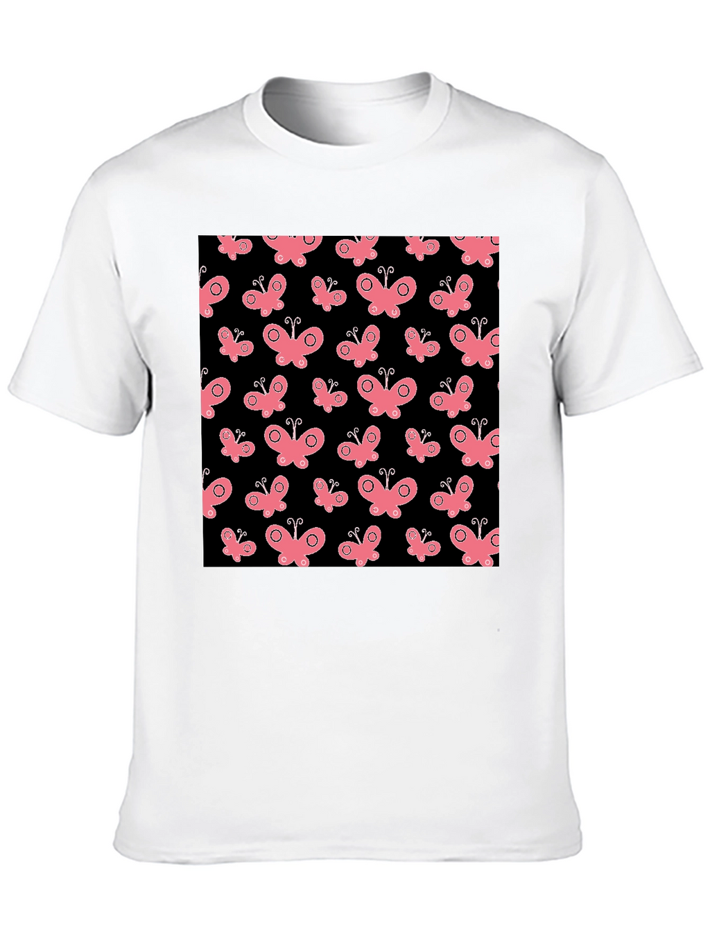 Butterfly Pattern Black T-Shirt
