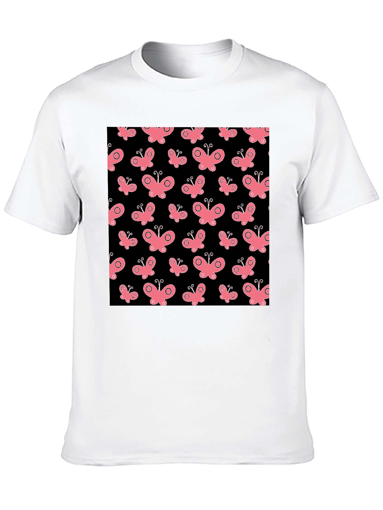Butterfly Pattern Black T-Shirt