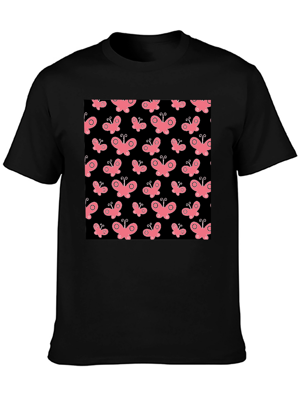Butterfly Pattern Black T-Shirt