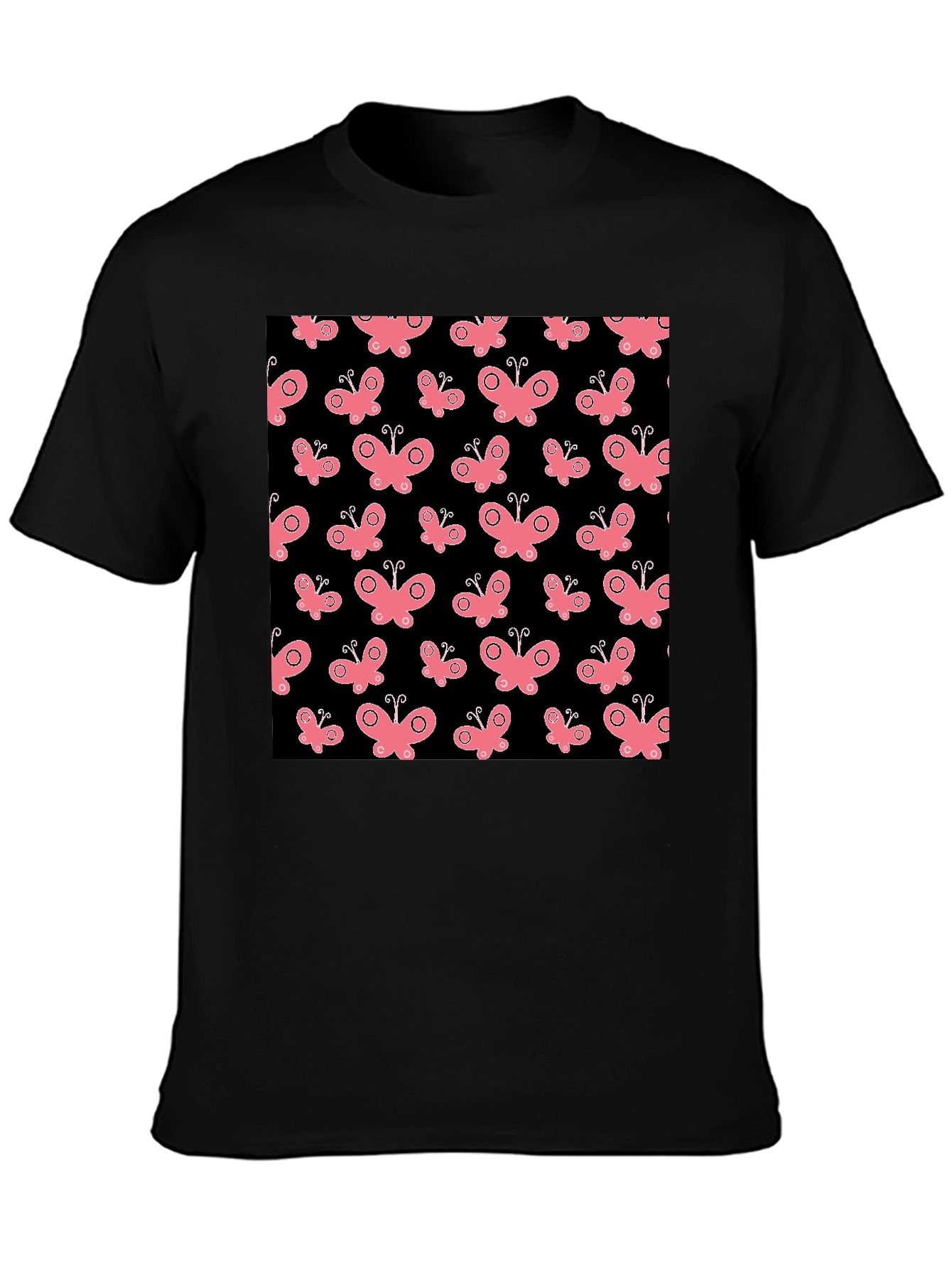 Butterfly Pattern Black T-Shirt